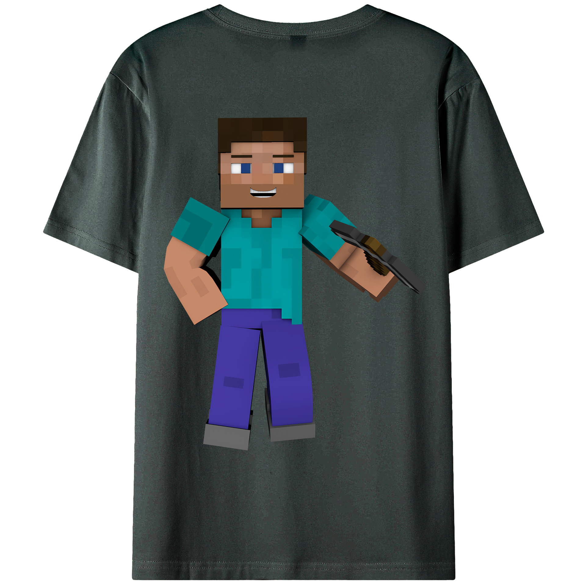 （画像用） マインクラフト ブロックの世界 Minecraft MC Block world 綿100％ メンズ半袖Tシャツ（バックプリント） 通気性